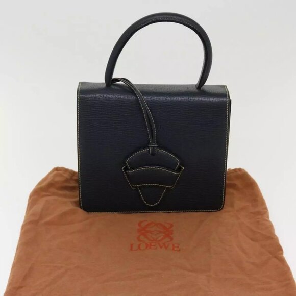 Loewe Handbags - LOEWE Barcelona Hand Bag Leather Navy Auth
